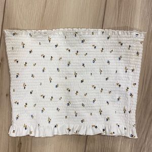 tube top with tiny blue flowers